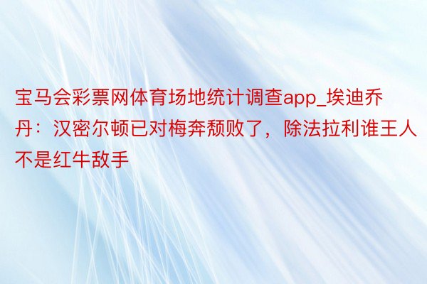宝马会彩票网体育场地统计调查app_埃迪乔丹：汉密尔顿已对梅奔颓败了，除法拉利谁王人不是红牛敌手