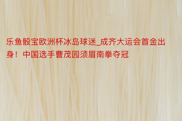 乐鱼骰宝欧洲杯冰岛球迷_成齐大运会首金出身！中国选手曹茂园须眉南拳夺冠