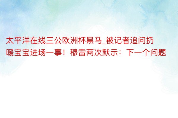 太平洋在线三公欧洲杯黑马_被记者追问扔暖宝宝进场一事！穆雷两次默示：下一个问题